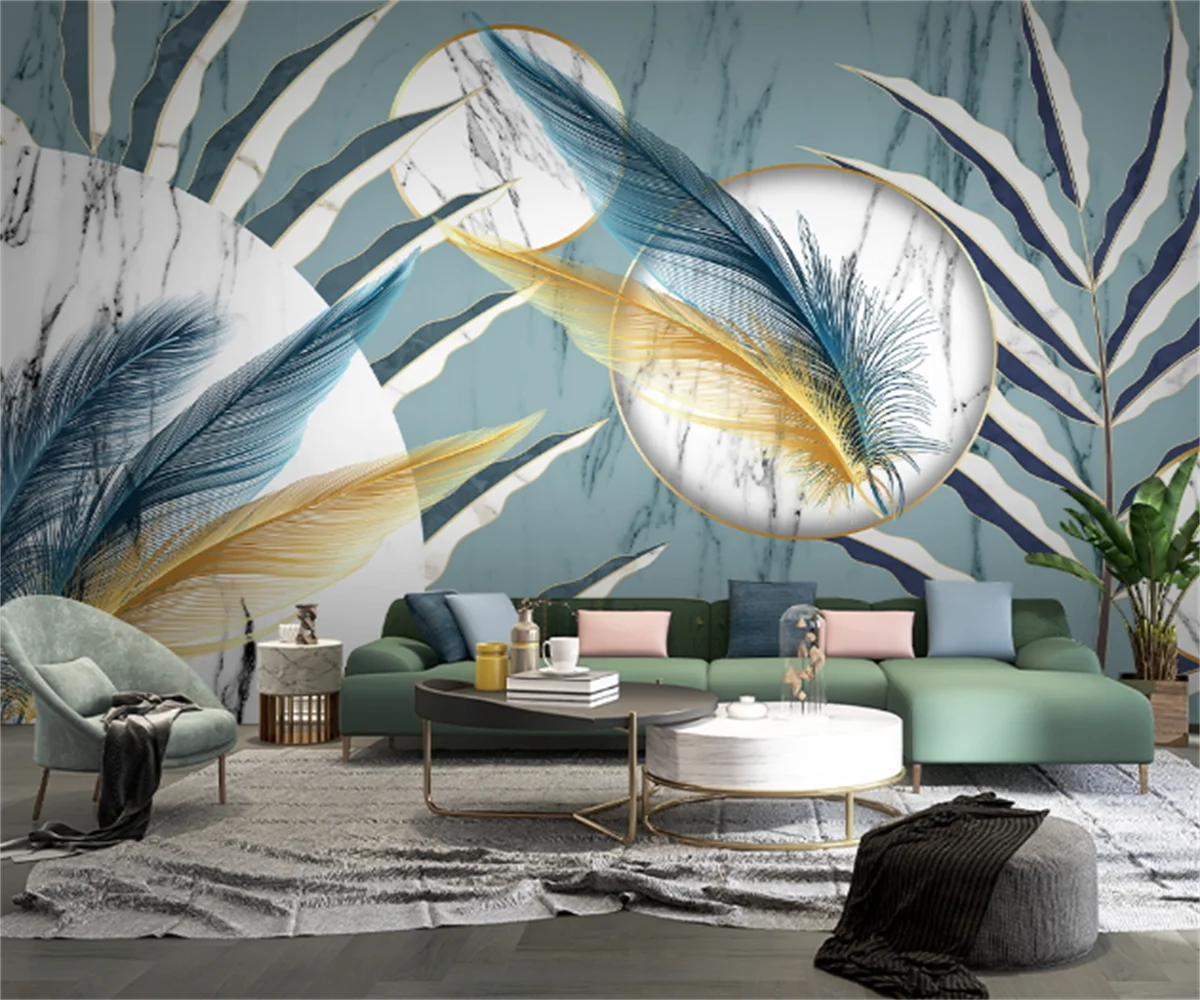 

Nordic Light Luxury Feather Smoke TV Background Wallpaper Hotel Tooling Photo Wallpaper Customized Any Size Tooling Mural papel