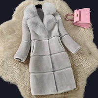 luxury winter faux fur coat women thick long sleeve jacket fashion women fake fox fur collar outerwear women warm faux fur coat