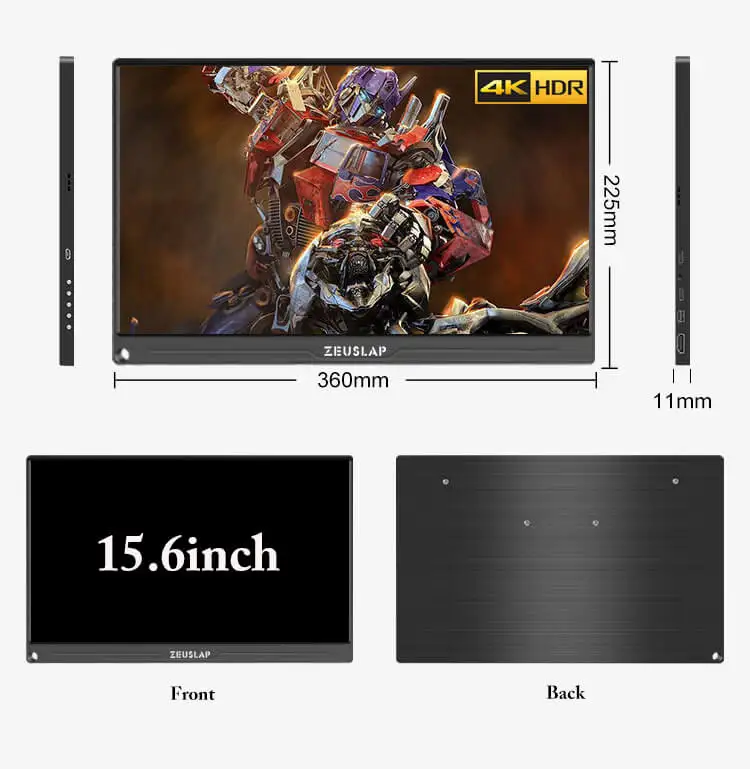 15.6inch 4K 12," 13,3" 15," Тип C USB C HDMI DP 1080P 4K ультратонкий портативный монитор экран для переключателя, PS4, xbox, ноутбука, мобильного телефона - Цвет: 15.6inch 4K