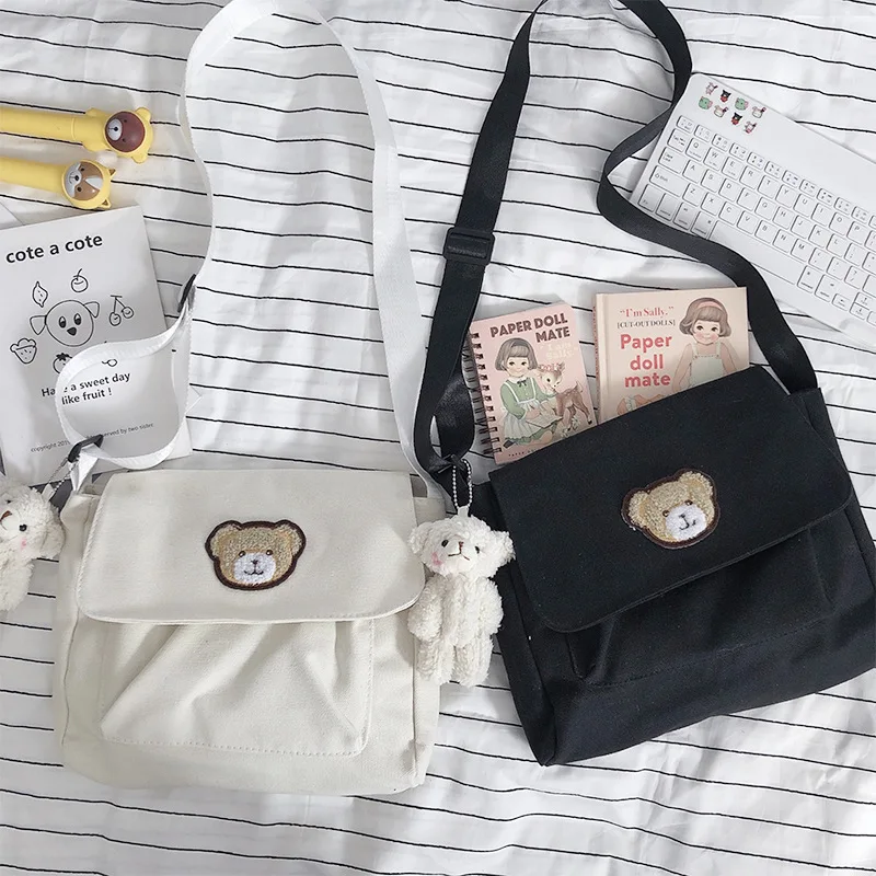 

Сумка Женская Студенческая, новая милая сумка-мессенджер в Корейском стиле, простая Холщовая Сумка через плечо в японском стиле Харадзюку, ...