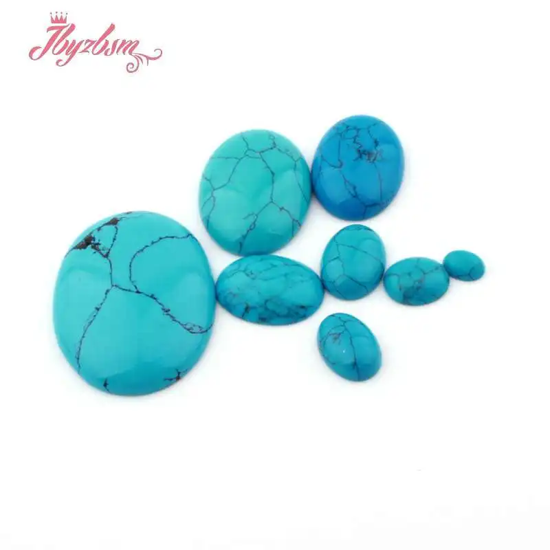 

Oval Blue Turquoises CAB Cabochon Bead Flatback Dome Undrilled Stone for DIY Women Pandant Earring Ring Jewelry Making 5 Pcs