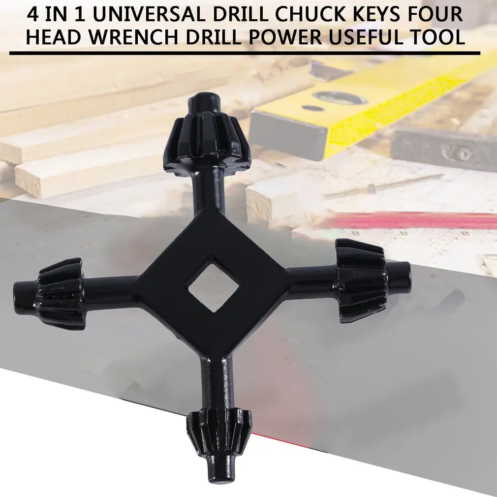 

Newest 4 In 1 Universal Drill Chuck Multi-functional Tool Keys Four Head Wrench Drill Power Tool Useful Fit For Different Size