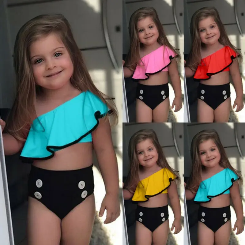 Модный детский летний купальный костюм для девочек из двух предметов бикини с