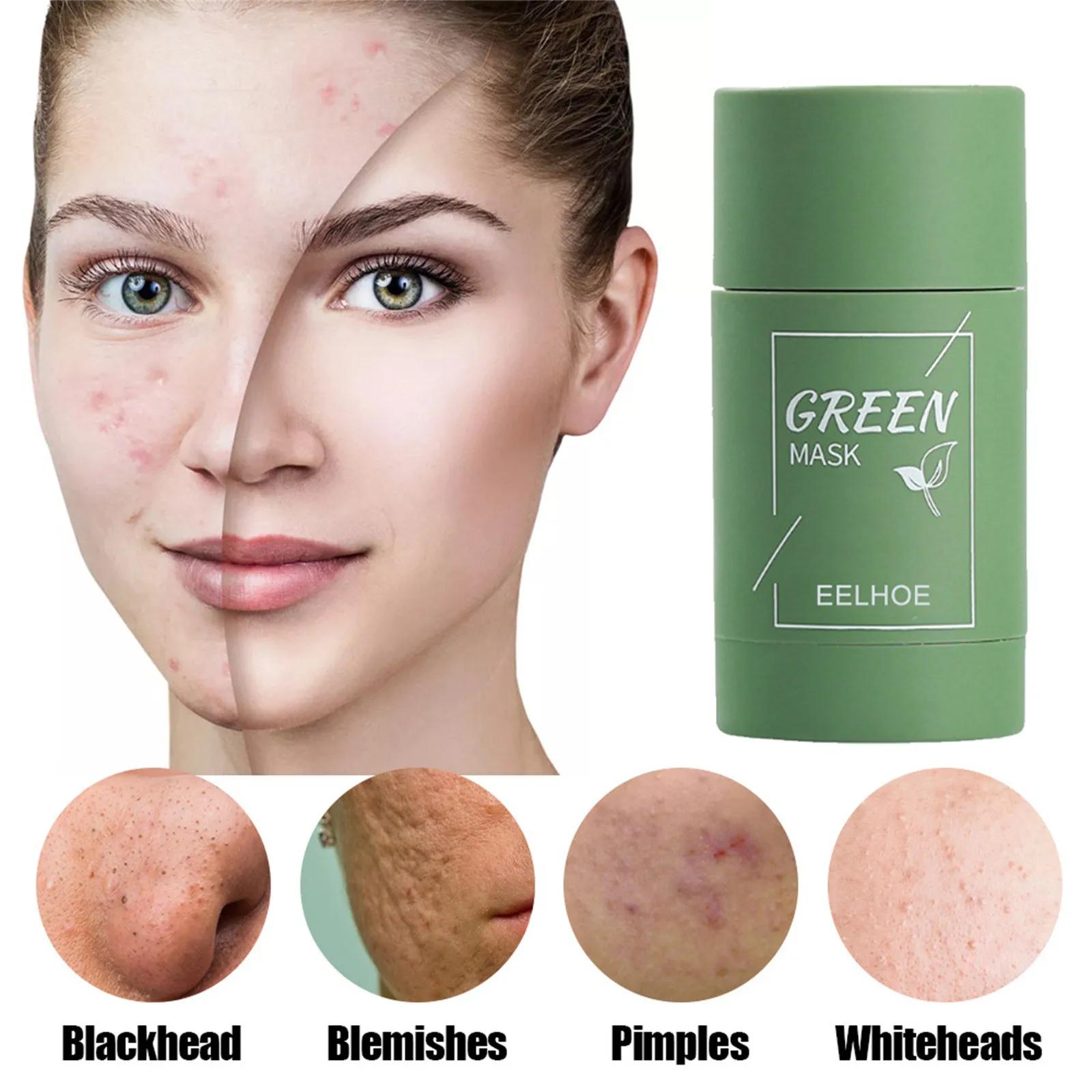 Лицевая маска для ухода за кожей крем лица зеленая с палочками Очищающая зеленым