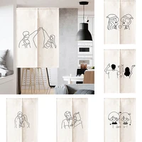 japanese simple line cloth door curtain household partition curtain bedroom kitchen half panel curtain doorway hanging curtain