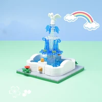 moc building blocks city figures boys and girls games accessories streetscape fountain scene kids toys