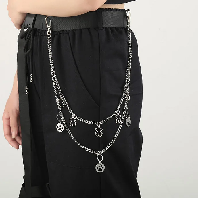 

1pcs Punk metal jeans Chains for Women Men Pants Multi Layer Pendant Belt Waist chains Hip Hop Hook Fashion hiphop Jewelry
