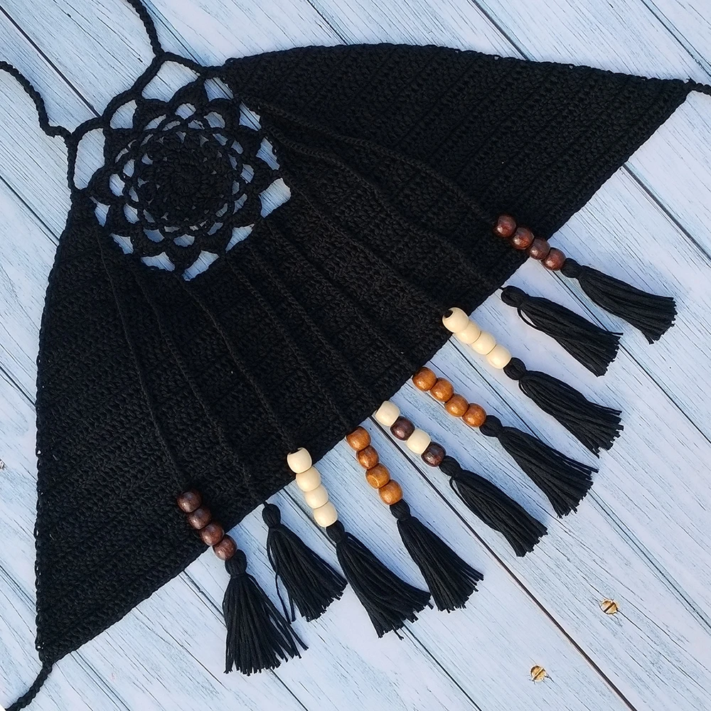 Сексуальный женский бикини с кисточками Топ Белый Boho пляжный купальник бахрома вязаная крючком бикини бюстгальтер Холтер Лифчики майка Купальник Горячая Распродажа