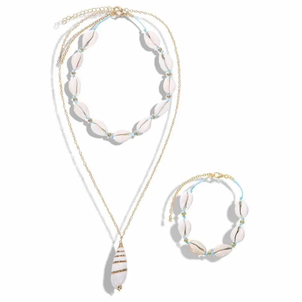 Dvacaman Boho красочные 2 шт./компл. бусы цепочка из нержавеющей стали этнические Многослойные Колье чокер с бусинами для женщин вечерние ювелирные изделия - Окраска металла: set8