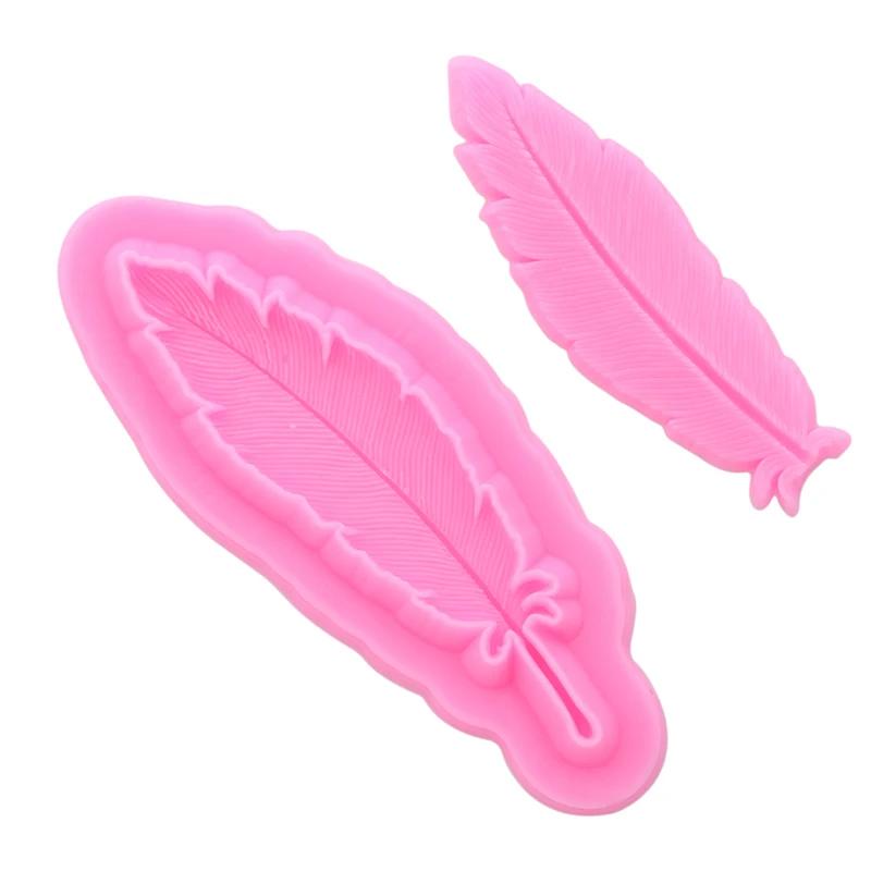 

2PCS / Lot Pink Feather Silicone Cake Decorating Mold Soap Sugar Candy Chocolate Cake Molds Fondant Decoration Baking Tools