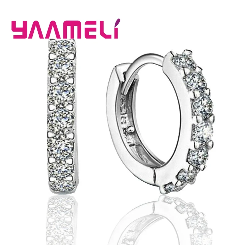 Серьги женские и мужские из серебра 100% пробы с фианитами