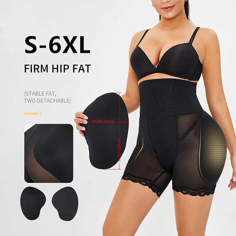 

HaleyChan Women's Butt Lifter Plus Size High-waisted Hip Trousers with Foam Padding Waist Trainer Body Shaper Tummy Shapewear