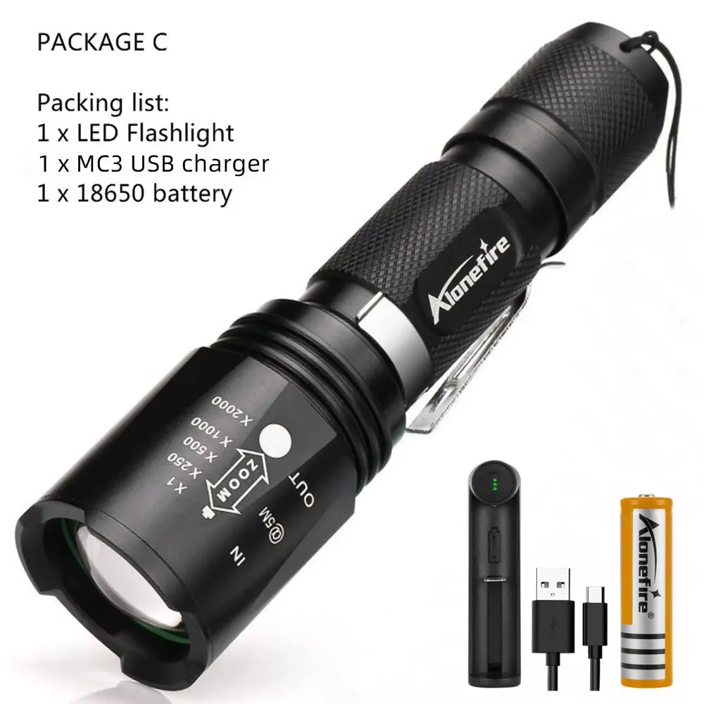 AloneFire GLADIATOR серия BK108 CREE XM-L T6 светодиодный 5 Режим Портативный масштабируемый светодиодный фонарик для аккумулятора 18650 - Испускаемый цвет: PACKAGE C