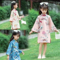 2022 autumn new girl dress long sleeved improved cheongsam children teenager chinese style princess dress