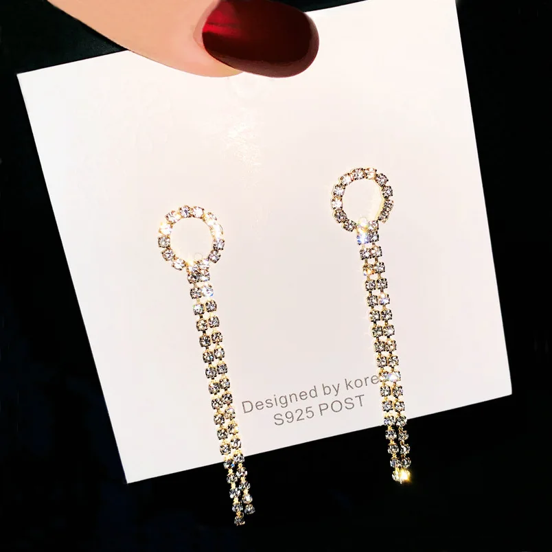 

New Tassel Long Earrings Circle Crystal Stud Hypoallergenic Elegant Series Fashion Personality Earrings Valentine's day Present
