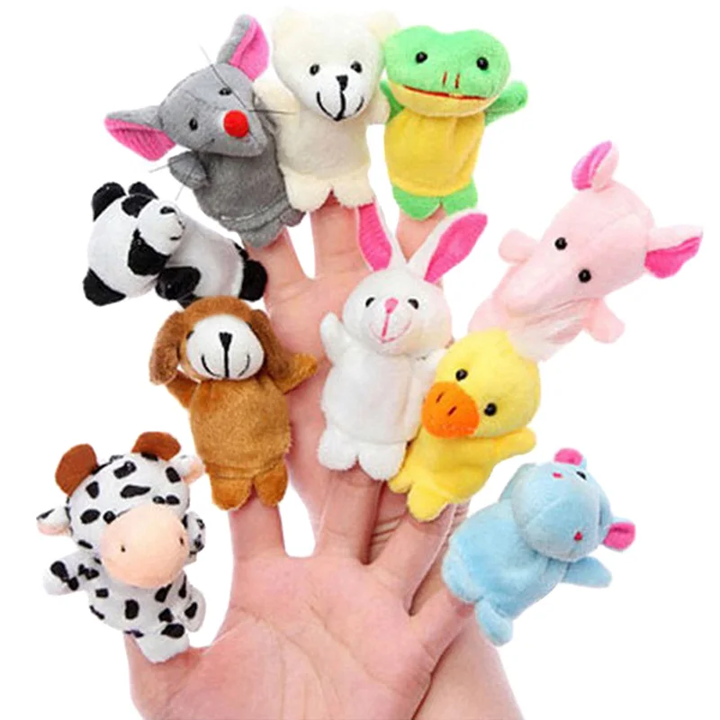 10 Pcs/Set Baby Plush Toy Finger Puppets Props Animal Doll H