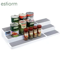 Tier Expandable Spice Rack Organizer Plastic Kitchen Cabinet organizer storage Shelf Pantry Countertop Seasoning Rack White