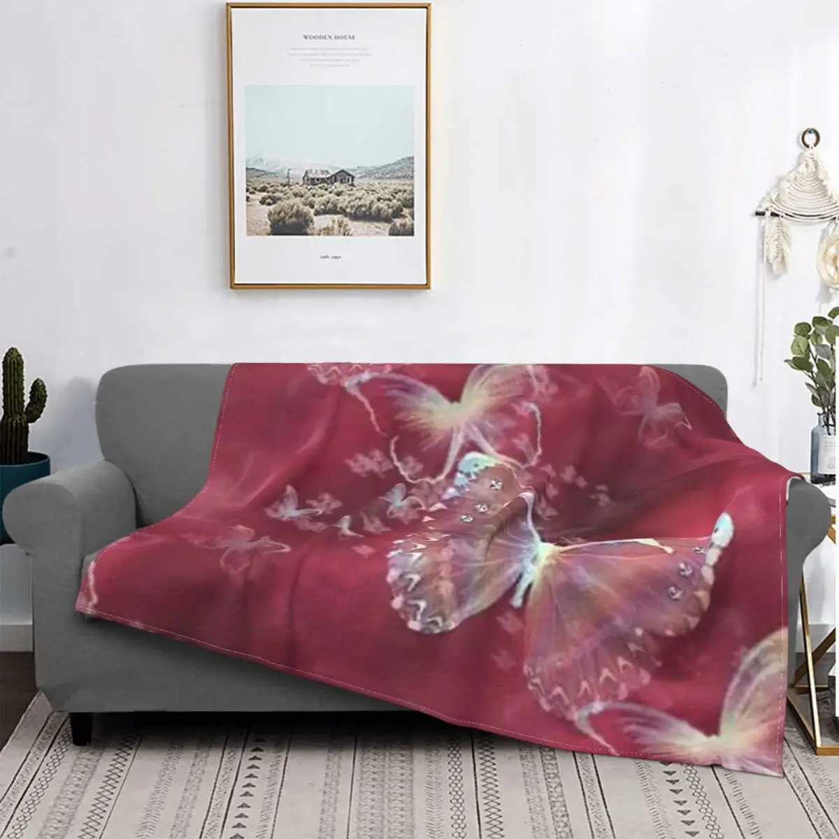 

Manta de mariposa Y2K, colcha de cama a quadros, colcha de 90, manta de lana, colcha de Пикник