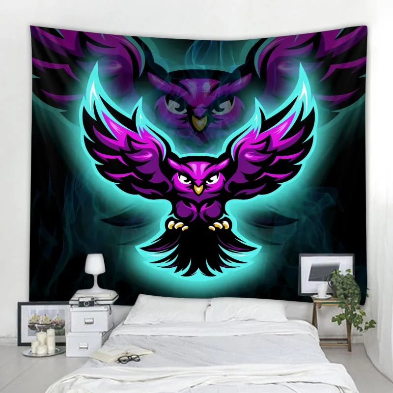 Гобелен с рисунком совы искусство иллюстрация настенное украшение для дома в