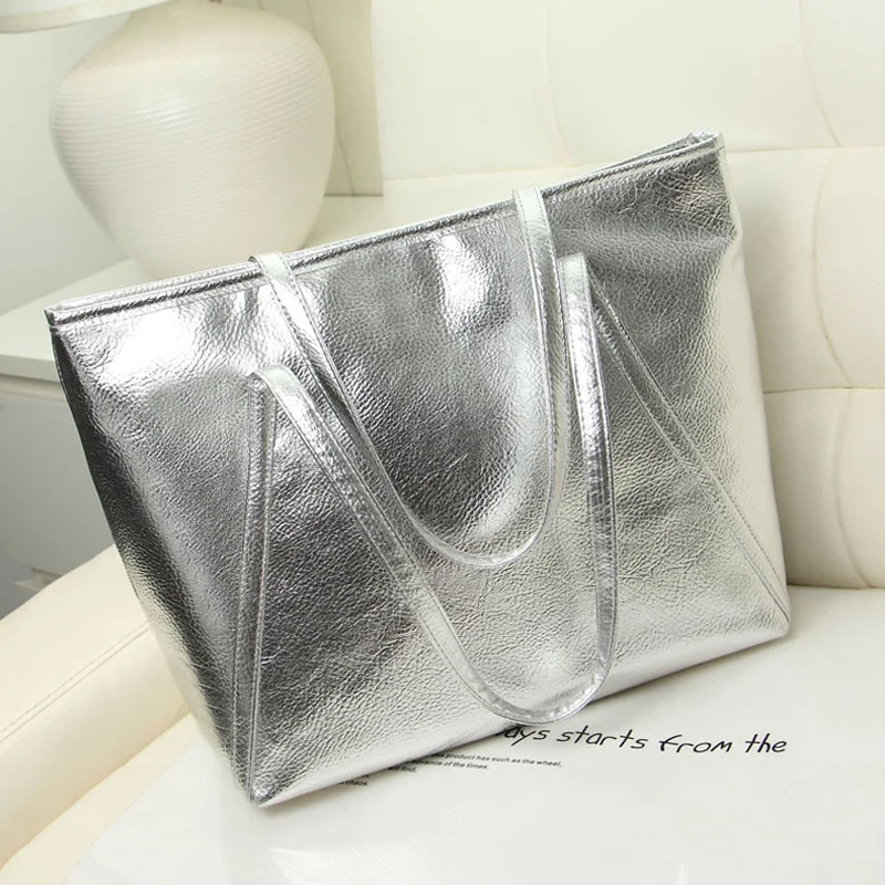 

2021 Foreign Trade Silver One-shoulder European and American Large Bag Female Messenger