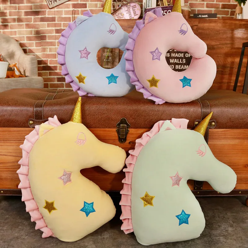 Плюшевая игрушка единорог U-образная дорожная подушка для самолета шеи