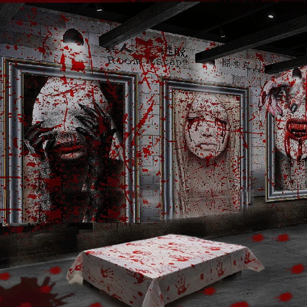 

Blood Fingerprint Table Decoration Bloodstain Tablecloth Horror Bloody Handprint Apron Scary Haunted House Party Christmas
