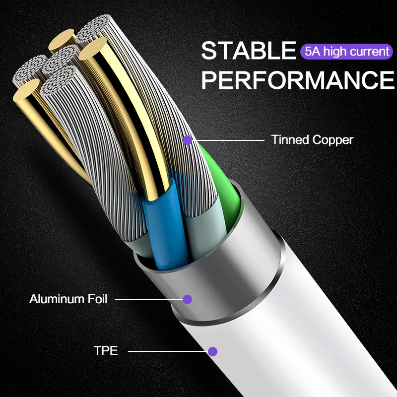 5A Type C Cable Original Super Fast Charging USB C Cable For Redmi 10X Huawei P20 Pro Mats 20 Pro USB Honor V10 Type USB C Data