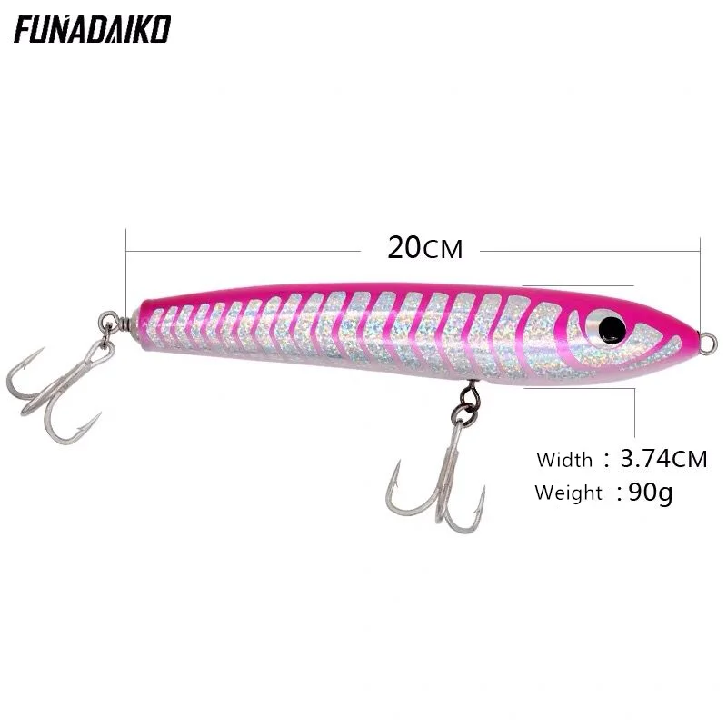 Рыболовная искусственная приманка-карандаш FUNADAIKO Topwater с крючками 90 г/120 г/140 г |
