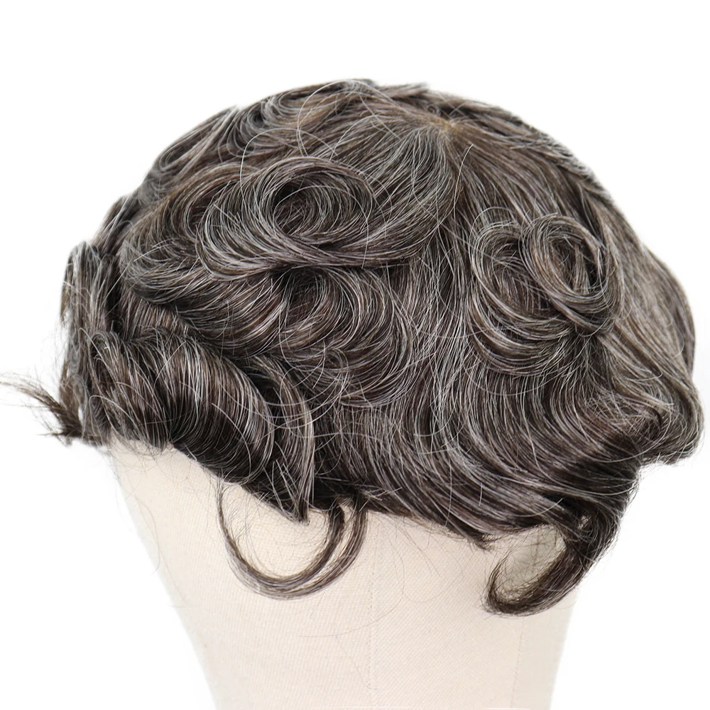 YY парики #3 40% серые человеческие волосы для мужчин s Toupee индийские Remy Волосы