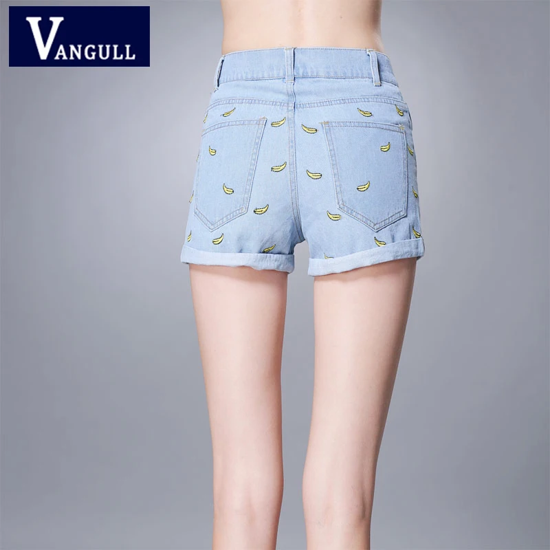 Новый стиль весна лето модные женские джинсовые шорты джинсы с вышивкой банана