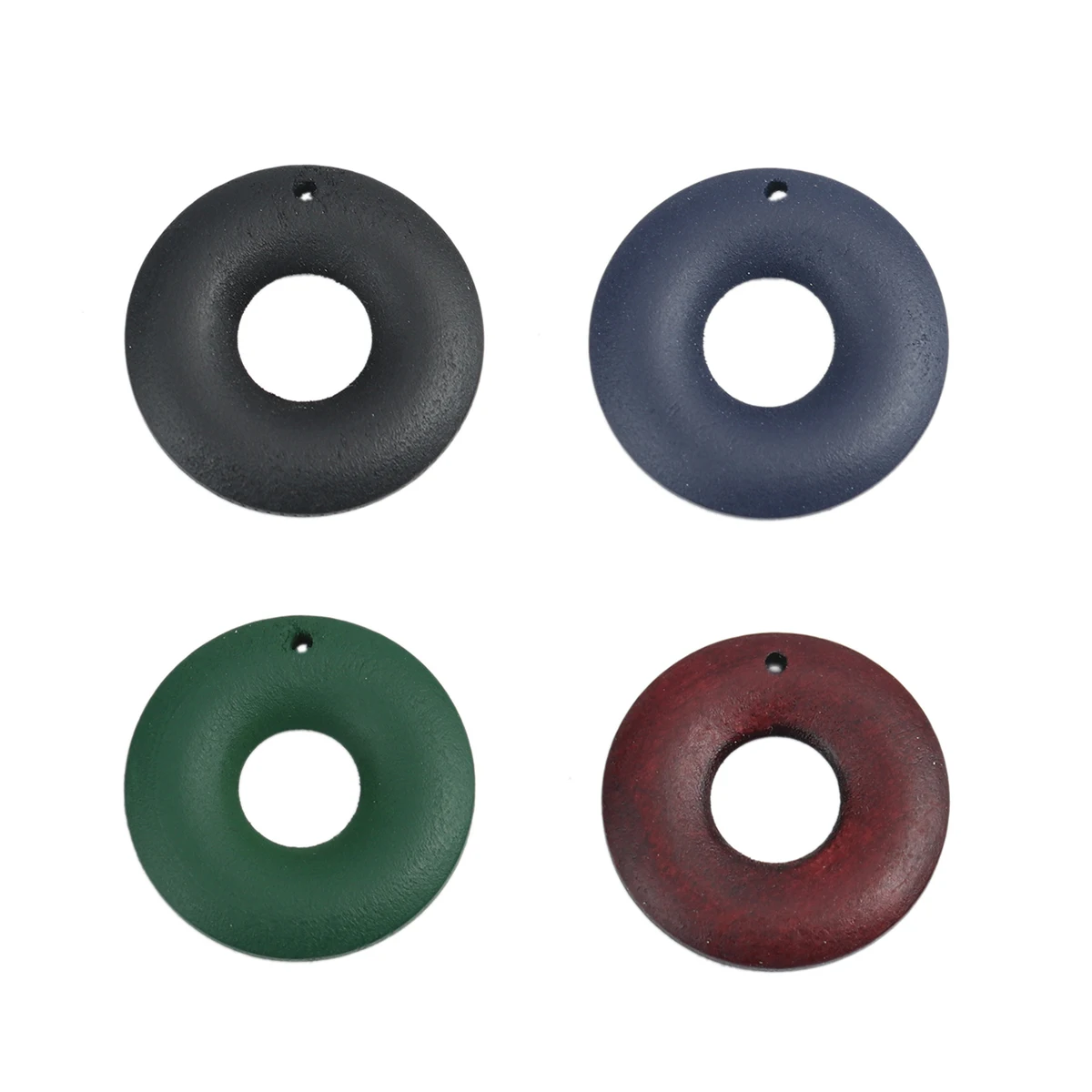 

10pcs/Set Classic Wood Round Pendants Circle Ring Red/Green/Blue/Black Hollow Wooden Charm Connector DIY Jewelry Accessories 3cm