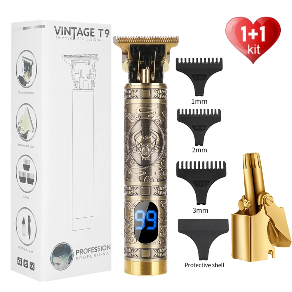 

LCD Electric T9 Baldheaded Hair Clipper+Nose Hair Trimmer Barber Shaver Men Razor Cordless Barber Hair Cutting Machine Mower