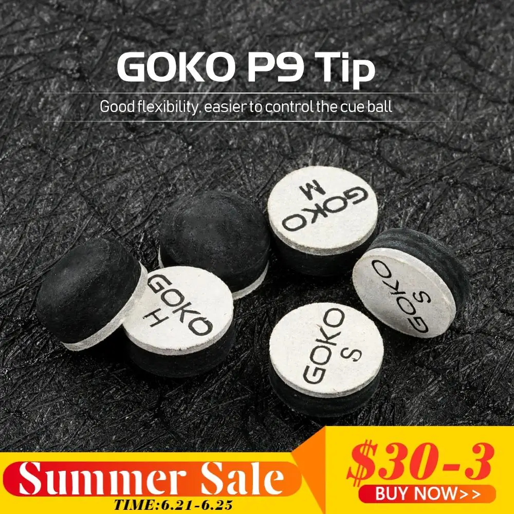

GOKO P9 Cue Tips 10/11/11.5/13mm Tips S/M/H Billiards Tips Snooker Pool Cue Selected Imported Pig Skin Multi-layered Accessories
