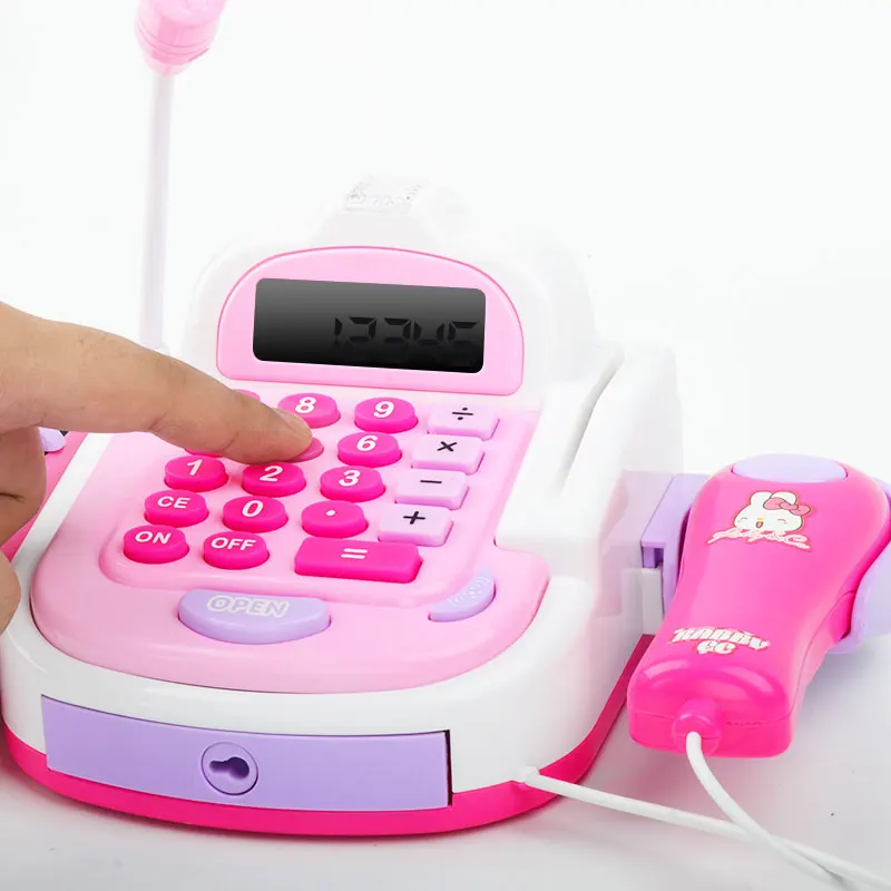 

Mini Simulation Supermarket Cashier Cash Register Toy Checkout Counter Food Goods Kids Toy Pretend Play House Toys For Girls