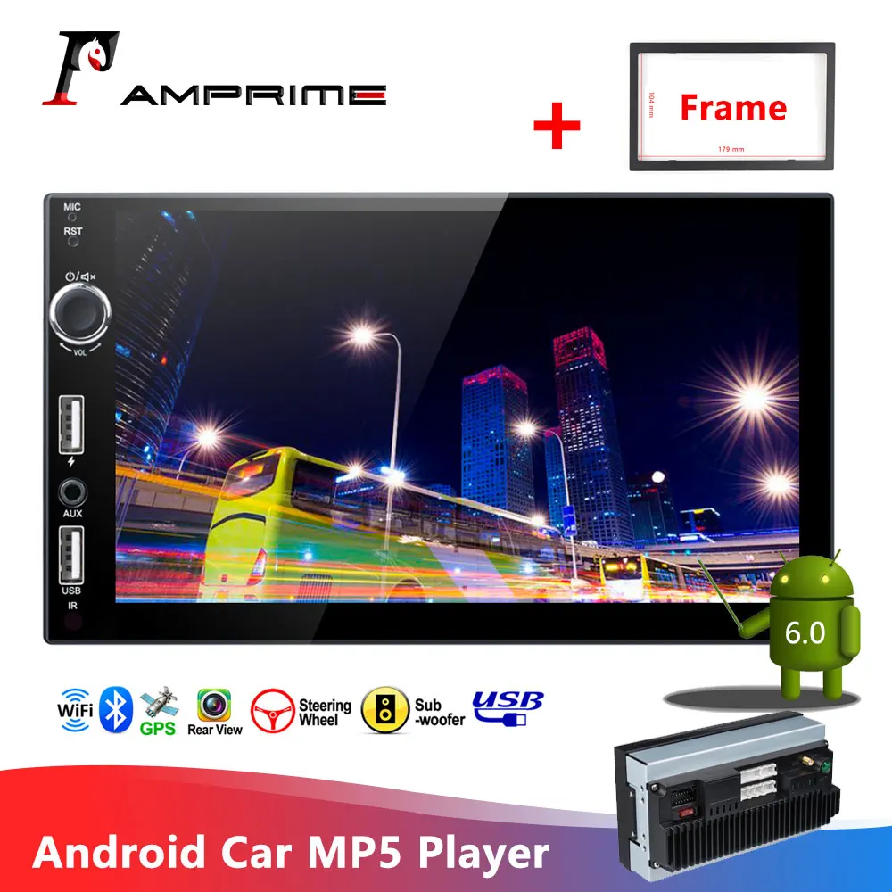 Автомобильный мультимедийный плеер AMPrime Android MP5 четырехъядерный Авторадио 2 Din
