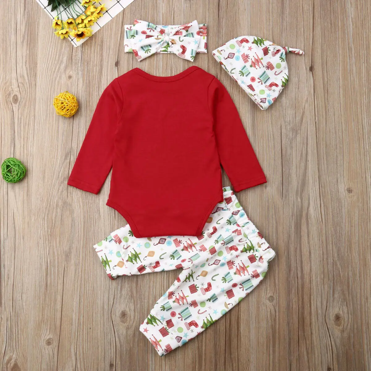 Комплекты рождественской одежды для новорожденных мальчиков и девочек 4