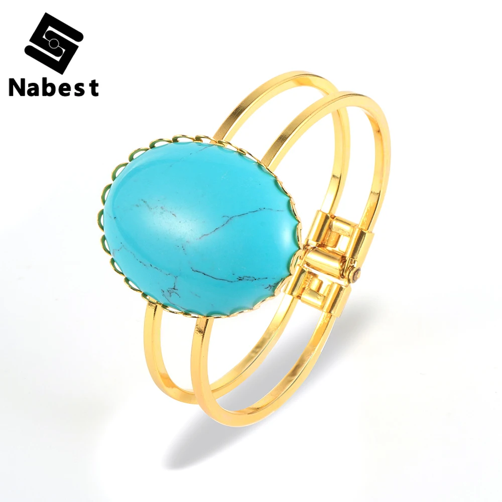 Женский Овальный Бирюзовый Браслет из Лабрадорита голубой оникс Ляпис лазурит