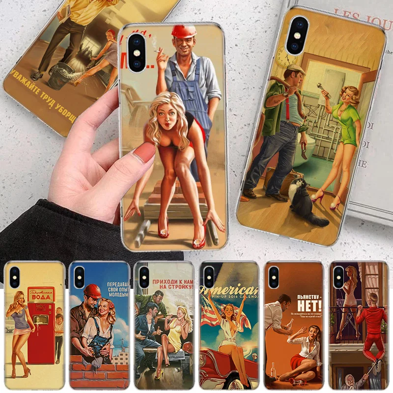 

Mixed World War II Sexy Pin up Gir WW2 Soft Phone Case For IPhone 11 12 13 Pro MAX XR X XS Mini Apple 8 7 Plus 6 6S SE 5S Fundas