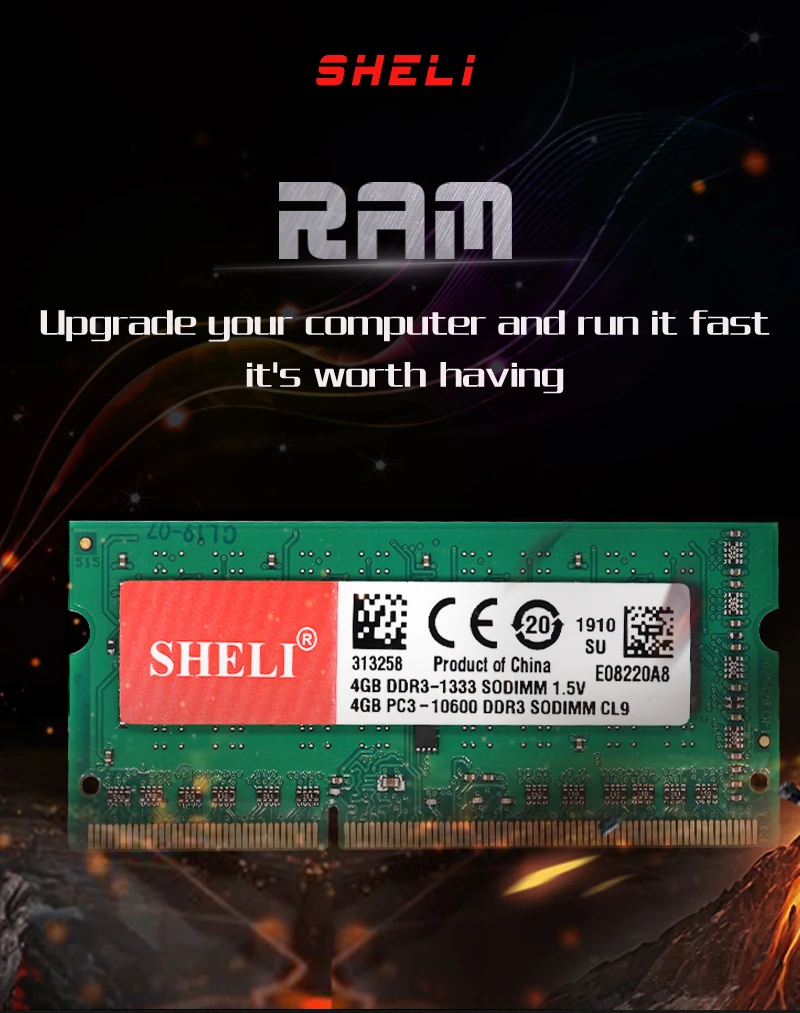 SHELI новые ноутбуки памяти 4 Гб 1RX8 PC3-10600S DDR3 1333 МГц 1,5 в 204pin CL9 ноутбук памяти