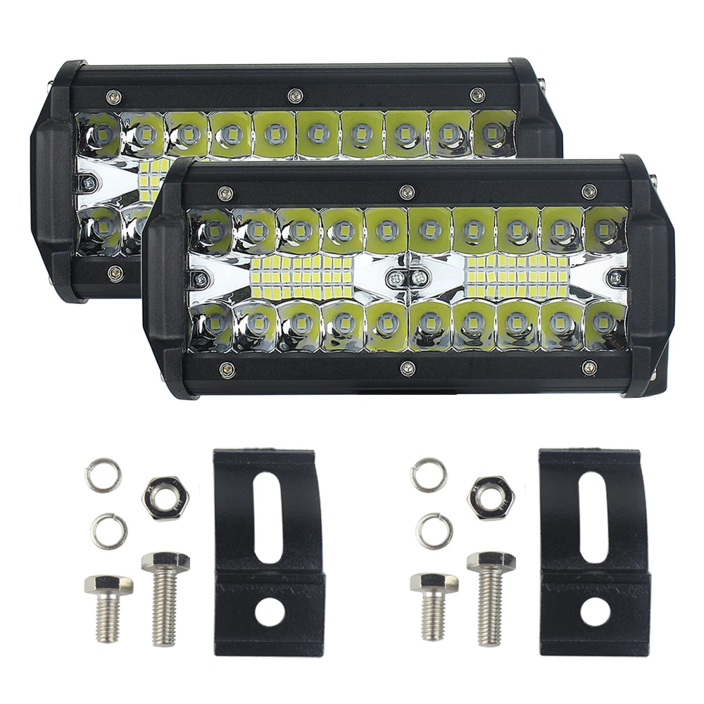 2 шт LED бар 3 ряда свет работы 40 светодиодов 7 inch 40x3 W для вождения Offroad Лодка