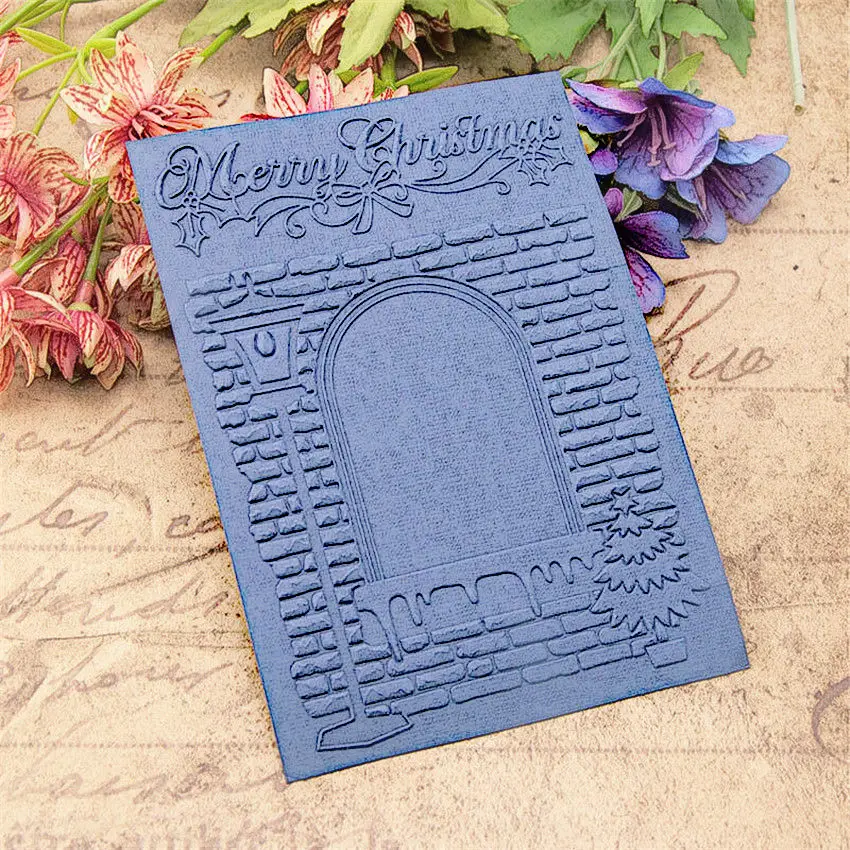 

10.5x14.7cm fireplace Embossing folders Plastic bump Scrapbooking DIY Template Fondant indentation Cake Photo Album Card Make