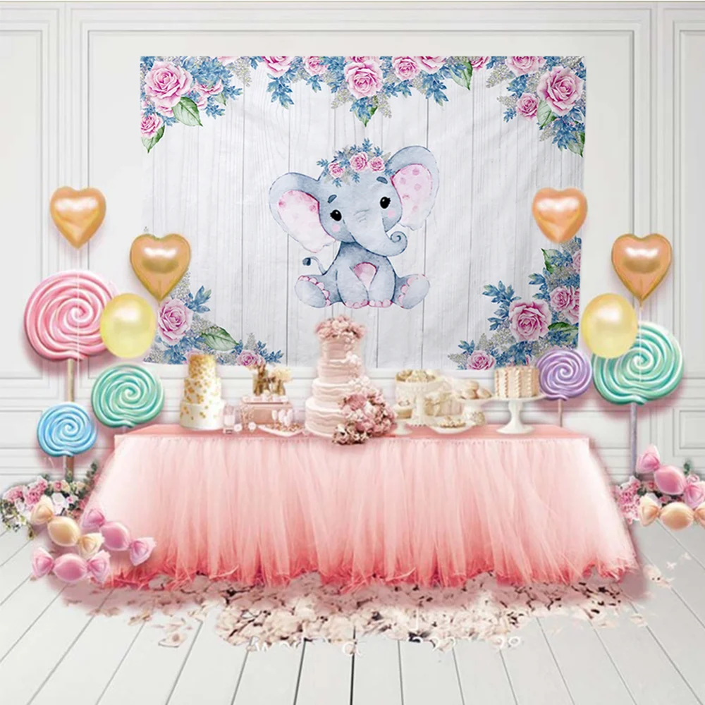 Виниловый фон для студийной фотосъемки с изображением слона животного цветка