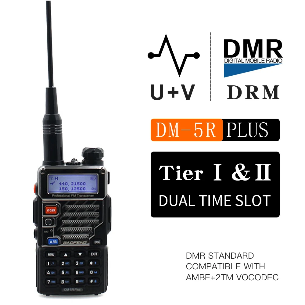

Baofeng DM-5R Plus Digital& Analog dual mode Portable Radio VHF UHF Dual Band DMR 5W 128CH Walkie Taklie DM-5R+ FM Transceiver