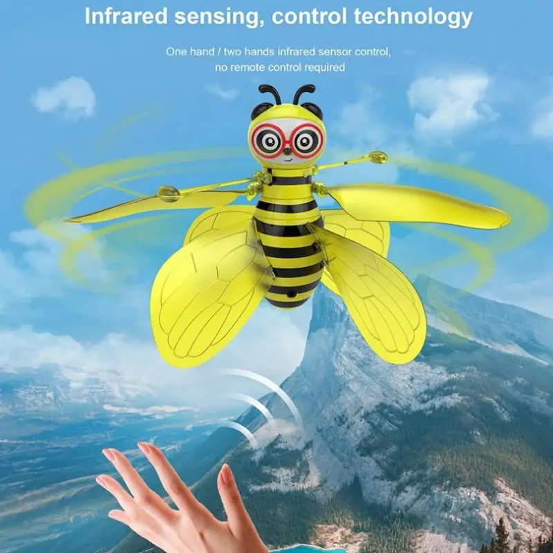 

cute Bee Mini Helicopter Electronic Infrared Induction Gift Bee Kids Sensor Small Aircraft Gesture Toys Suspension Aircraft T0D9