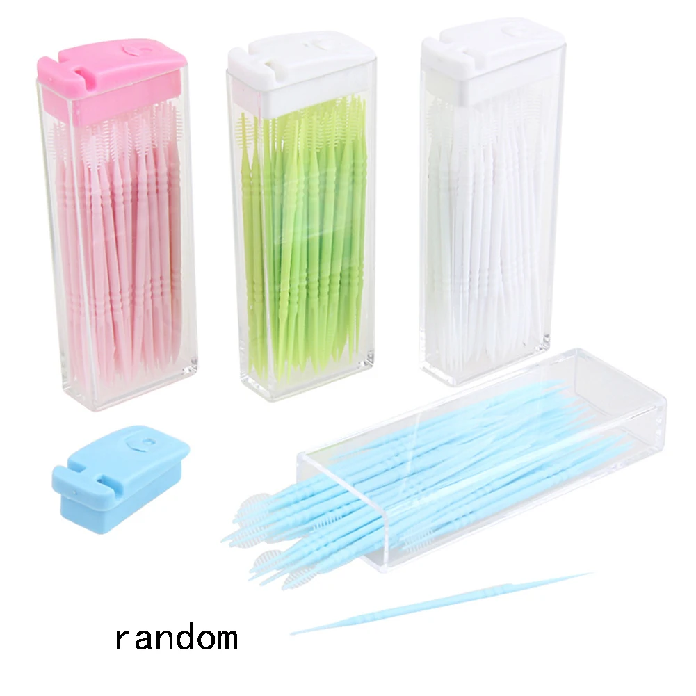 

Double-headed Oral Care Dental Brush Teeth Sticks Floss Pick Toothpick New Random Color