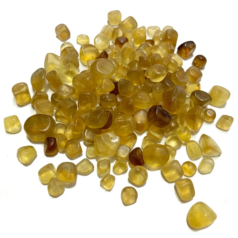 

100g Natural Stone Mineral Crystal Yellow Fluorite Quartz Gravel Healing DIY material Aquarium Stone Home Decoration Crafts