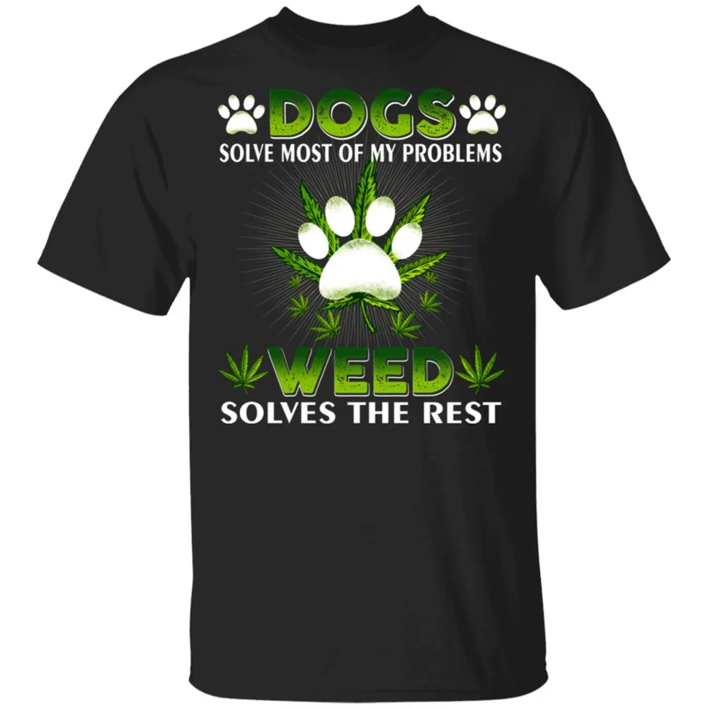 

CLOOCL Weed T-Shirt 100% Cotton 3D Graphic Dogs Solve Most Of My Problems T-Shirt Fashion Harajuku Tops Asian Size