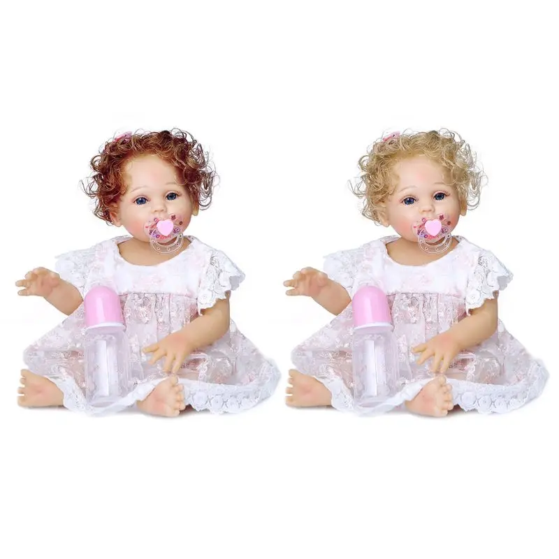 

47cm Realistic Doll Full Soft Vinyl Toddler Babies Lifelike Curly Hair Girl Accompany Toy Birthday Gift