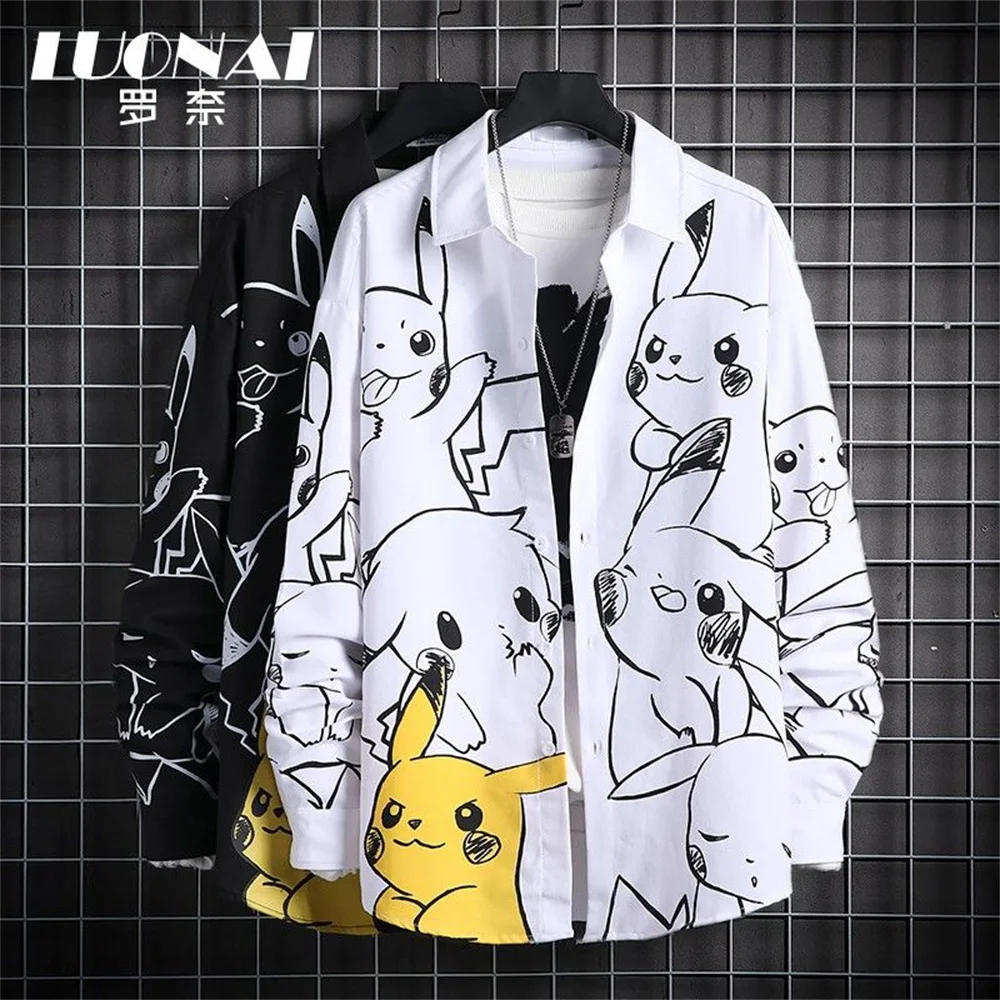 Футболка мужская оверсайз с мультяшным принтом Базовая рубашка в японском стиле