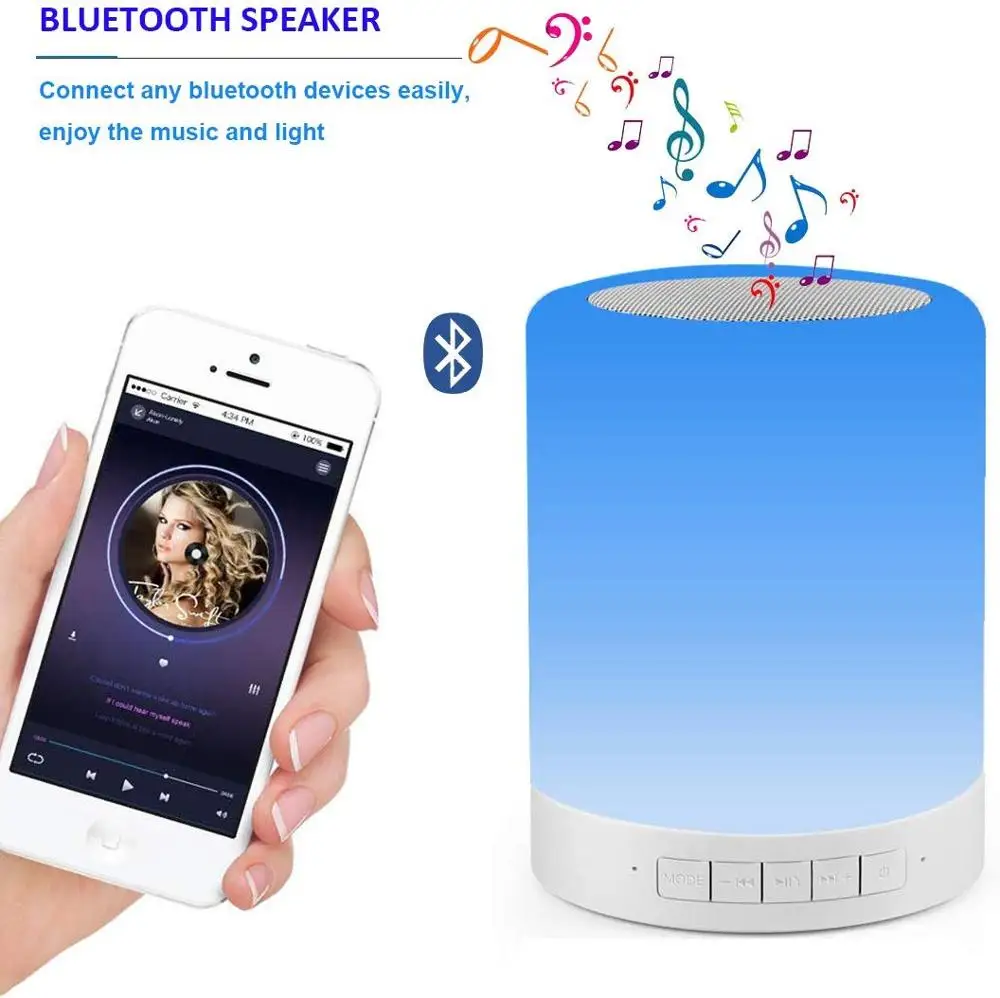 Ночной светильник с Bluetooth динамиком портативный беспроводной tf карта динамик